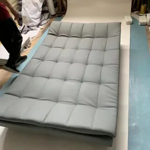 3 Seater Sofa Bed Leather Black and Grey Cube Design - Image 8