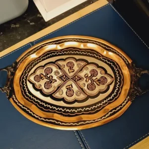 Antique decorative small copper serving tray, good condition - Image 2