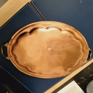 Antique decorative small copper serving tray, good condition - Image 3