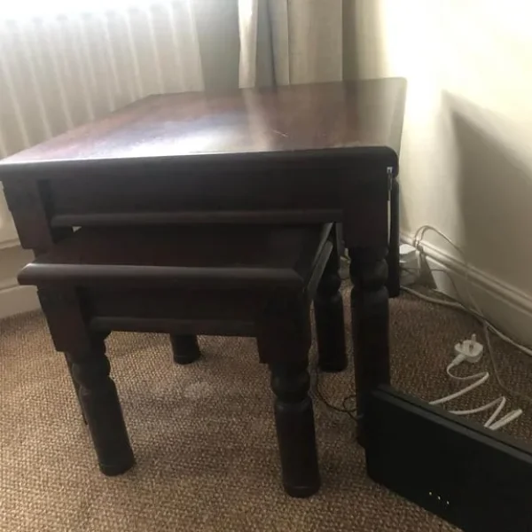 Nest of 2 mahogany tables