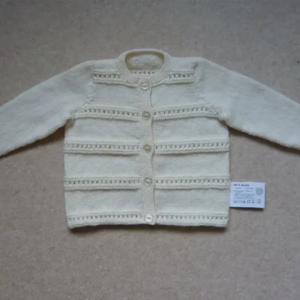 Cardigan - toddler girls' knit with eyelets and buttons