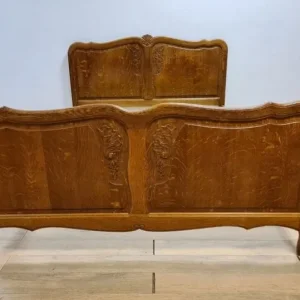 Vintage French Louis XV Style Solid Oak Double Bed Frame