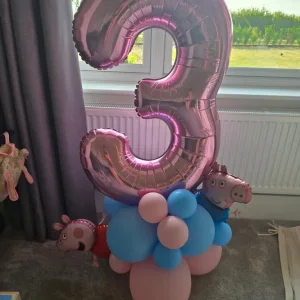 4 x Peppa Pig 3rd Birthday Balloons - Image 2