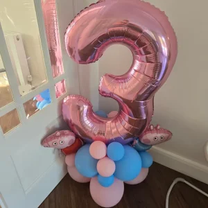 4 x Peppa Pig 3rd Birthday Balloons - Image 3