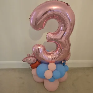 4 x Peppa Pig 3rd Birthday Balloons - Image 4