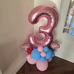 4 x Peppa Pig 3rd Birthday Balloons