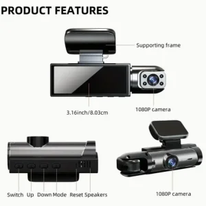 Double camera dash cam with front 1080P and rear 720P - Image 2