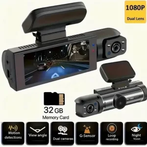 Double camera dash cam with front 1080P and rear 720P
