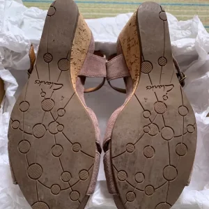 Ladies Clarks Lavender suede cork wedge sandals - Image 6