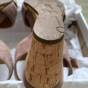 Ladies Clarks Lavender suede cork wedge sandals - Image 8