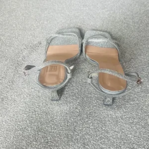 Womens Silver Heels Sandals with Rhinestones - Image 3