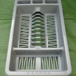 Grey Plastic Kitchen Cutlery and Crockery Drainer - Image 2
