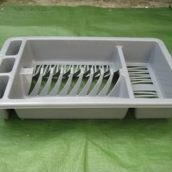 Grey Plastic Kitchen Cutlery and Crockery Drainer