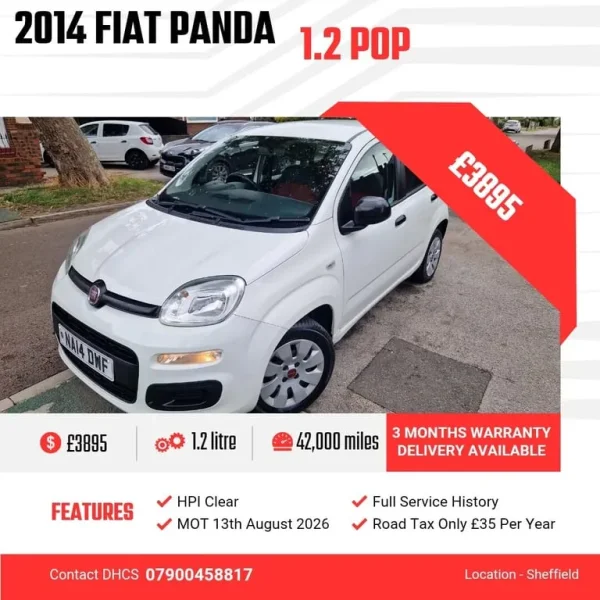 2014 Fiat Panda 1.2 Pop 5 Door Hatchback Manual