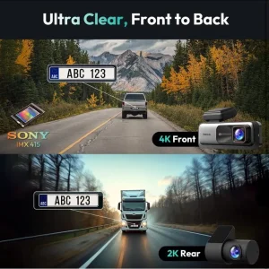 4K Dash Cam Front and Rear with Night Vision and GPS - Image 3