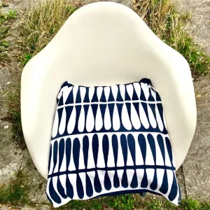 Ikea White Chair with Black and White Pillow - Image 2