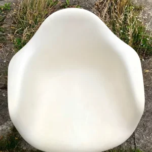 Ikea White Chair with Black and White Pillow - Image 3