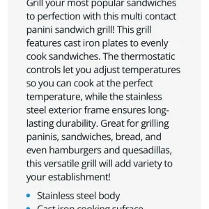 Heavy Duty Panini Contact Grill - Image 5
