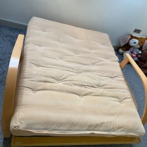 Solid Wood Futon Sofa Bed With Mattress And Cover - Image 4