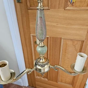 Pair of Vintage 3 Arm Brass & Onyx Ceiling Lights - Image 2