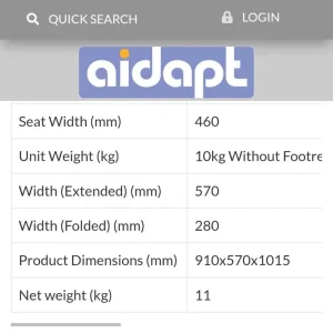 Aidapt Folding Push Wheelchair - Lightweight Aluminium with Hand Brakes - Image 5