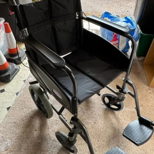 Aidapt Folding Push Wheelchair - Lightweight Aluminium with Hand Brakes
