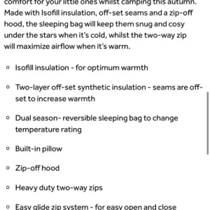 Camping Sleeping Bag - Excellent Condition junior - Image 3