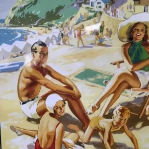 VINTAGE WELSH SEASIDE TRAVEL POSTER, CRICCIETH, GWR TRAIN ADVERT, FRAMED - Image 2