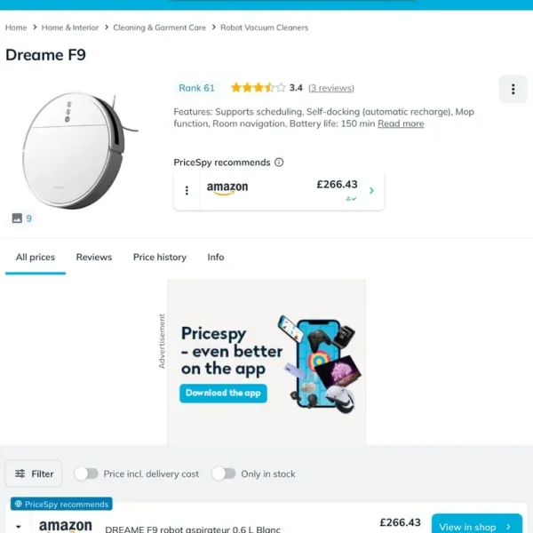 ROBOTIC VACUUM AND MOP DREAME F9