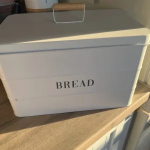 Metal bread bin.