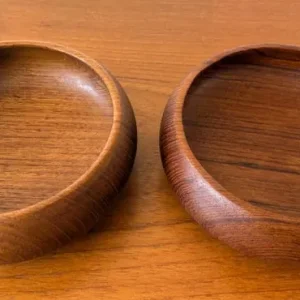 Pair of small, Vintage, Solid Teak, turned bowls - Image 2