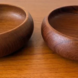 Pair of small, Vintage, Solid Teak, turned bowls - Image 3