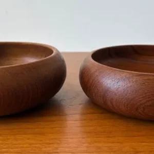Pair of small, Vintage, Solid Teak, turned bowls