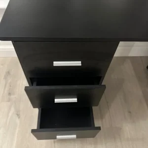 Black 3 door and 3 shelf computer desk - Image 2