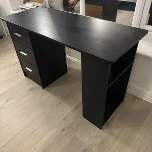 Black 3 door and 3 shelf computer desk - Image 5