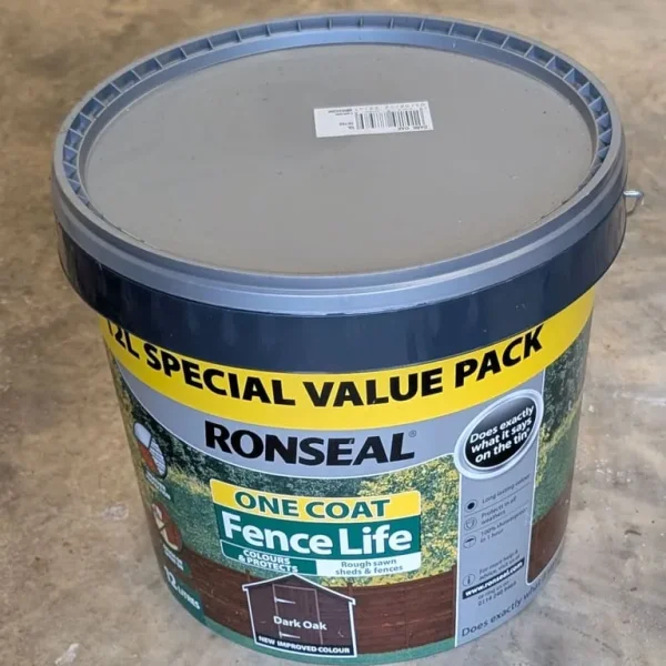 Ronseal "One Coat Fence Life" 12L Dark Oak Unopened - as new