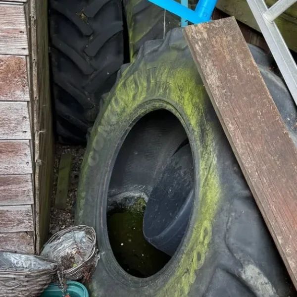Tractor tyres and sledgehammer