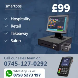 15” NEW EPOS System Retail Hospitality Salon Takeaway Restaurant With Software