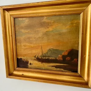 Sailing Boat at Low Tide – 19th Century Oil on Canvas - Image 2