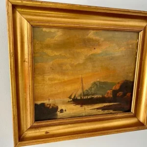 Sailing Boat at Low Tide – 19th Century Oil on Canvas - Image 3