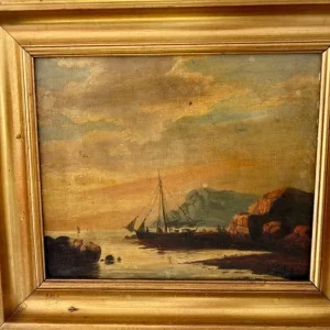 Sailing Boat at Low Tide – 19th Century Oil on Canvas - Image 4