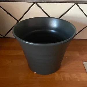Grey ceramic plant pot