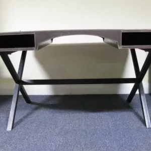 Art Deco Desk with faux leather top and metal legs - Image 2