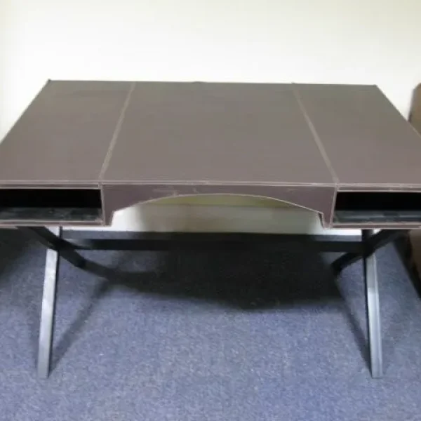 Art Deco Desk with faux leather top and metal legs