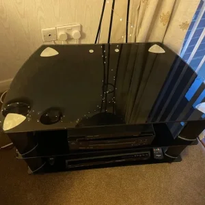 Dark Glass TV stand with 3 Shelves - Image 2