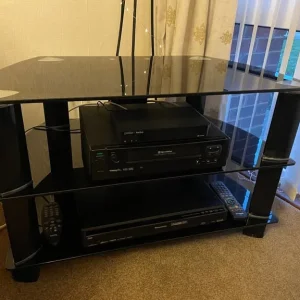 Dark Glass TV stand with 3 Shelves