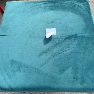 Large Teal Velvet Footstool - Image 4