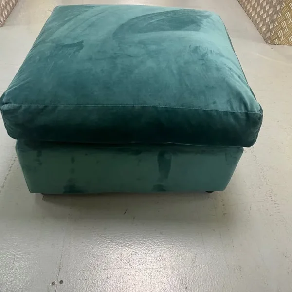 Large Teal Velvet Footstool
