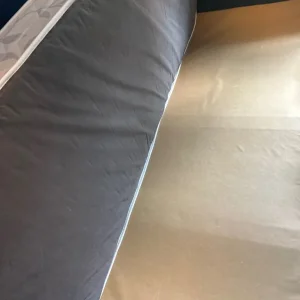 Black leather divan bed with headboard and mattress - Image 3