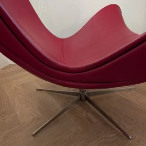 Genuine Boconcept Imola Armchair and footstool - Red leather - Image 3